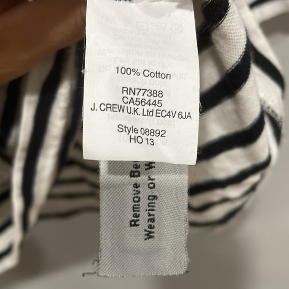 J.crew Navy And White Stripe Beaded Embellished Top Size Medium - Picture 3 of 4